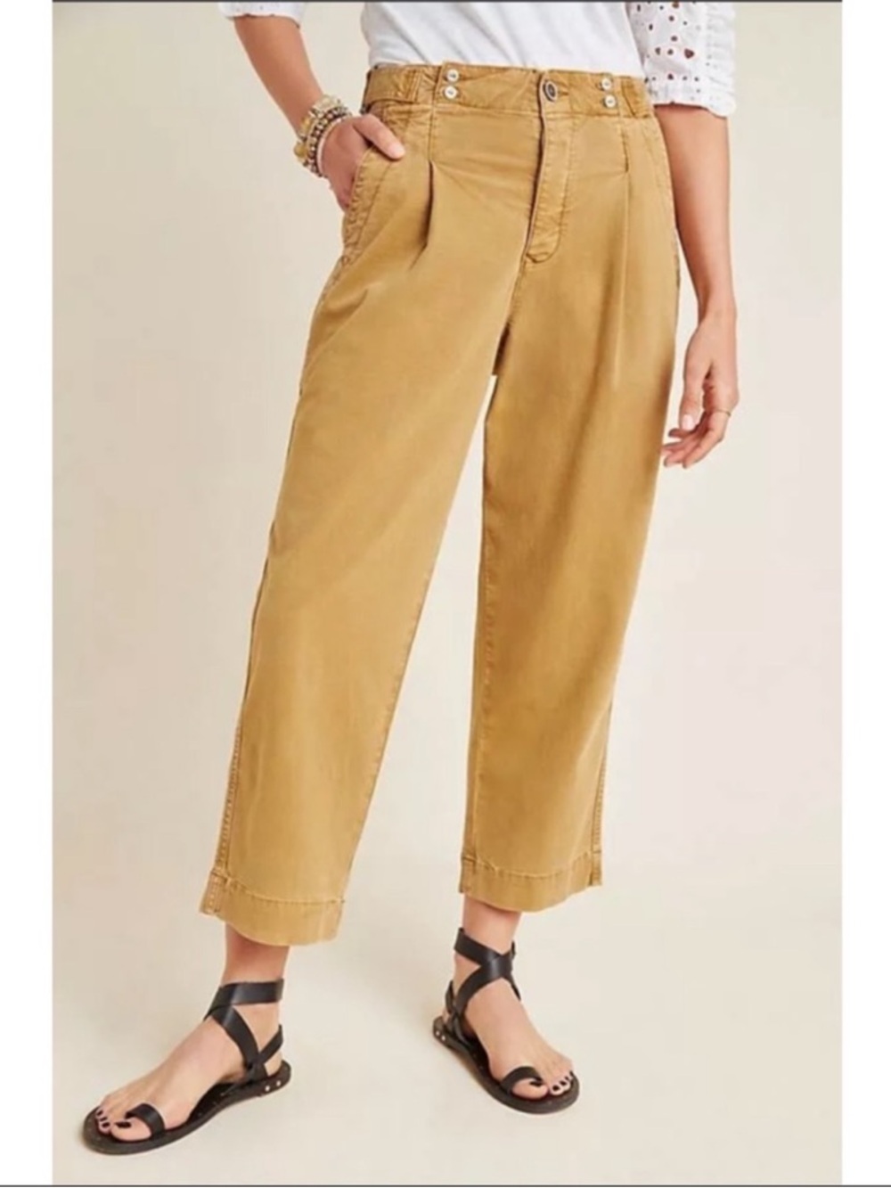 Anthropologie Slouched Crop Trousers size 27 brown tan